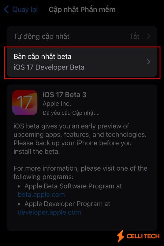 Cập nhật iOS 17 Beta 3